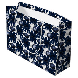 Bolsa De Regalo Grande Patrón de terciopelo azul marino de lazo de Navida