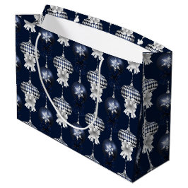 Bolsa De Regalo Grande Patrón de terciopelo de lazo de la Marina de Navid