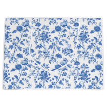 Patrón de Toile Floral Vintage Azul Blanco