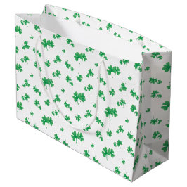 Bolsa De Regalo Grande Patrón de trébol irlandés verde gradiente