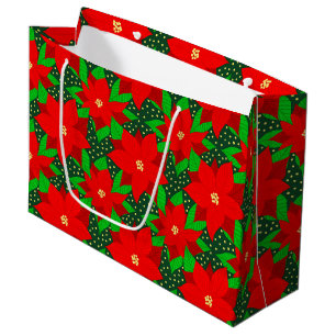 Bolsa De Regalo Grande Patrón de vacaciones botánicas de flor de Poinsett