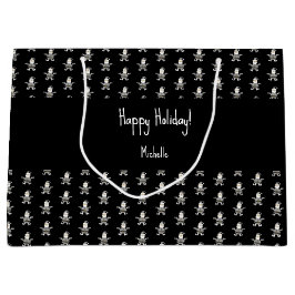 Bolsa De Regalo Grande Patrón de vacaciones Santa de color gris oscuro