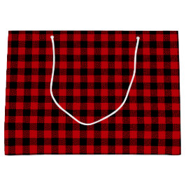 Bolsa De Regalo Grande Patrón de verificación negro y rojo