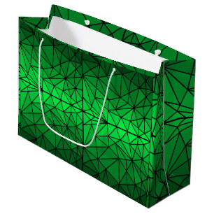 Bolsa De Regalo Grande Patrón de vidrio manchado 01.Green.Black Line BG