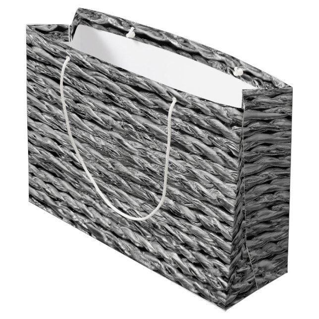 Bolsa De Regalo Grande Patrón de Wicker metálico plateado (Angulo reverso)