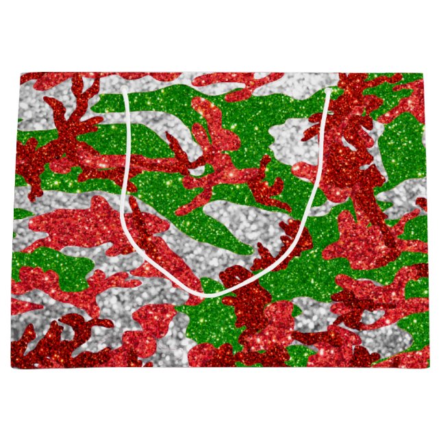 Bolsa De Regalo Grande Patrón De Xmas Plateado De Haus Of Camo (Anverso)