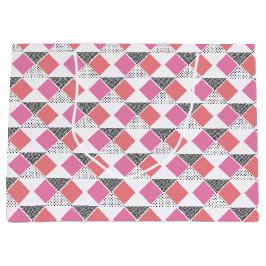 Bolsa De Regalo Grande patrón decorativo de triángulo rosa y negro estéti