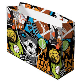 Bolsa De Regalo Grande Patrón Deportivo Con Balones