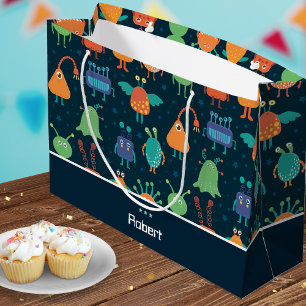 Bolsa De Regalo Grande Patrón divertido colorido alienígena para niños co