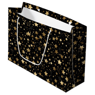 Bolsa De Regalo Grande Patrón elegante de baldosas de estrellas doradas