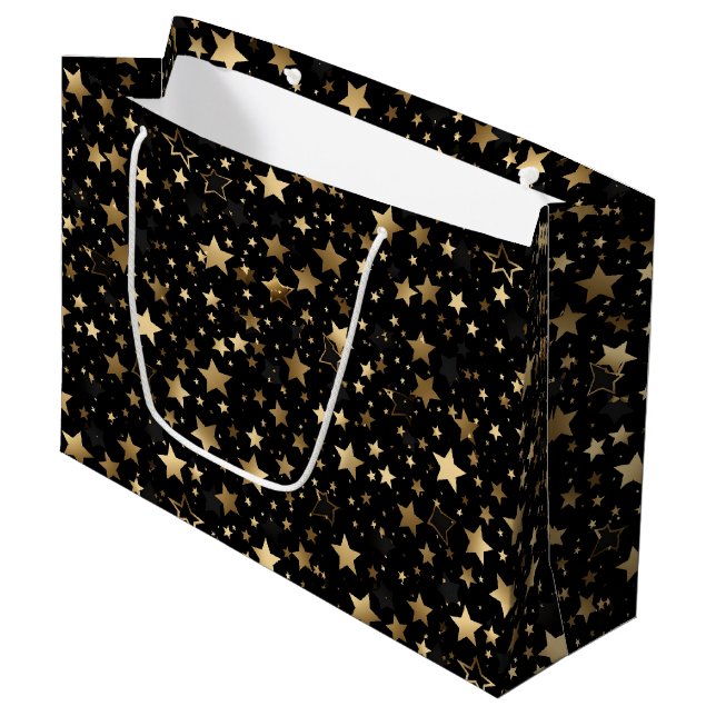 Bolsa De Regalo Grande Patrón elegante de baldosas de estrellas doradas (Angulo Anverso)