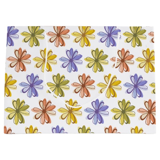 Bolsa De Regalo Grande Patrón elegante de flores (Anverso)