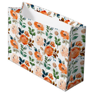 Bolsa De Regalo Grande Patrón elegante sin fisuras de flores de acuarela