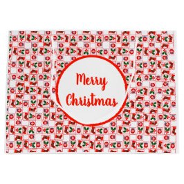 Bolsa De Regalo Grande Patrón festivo de Navidad