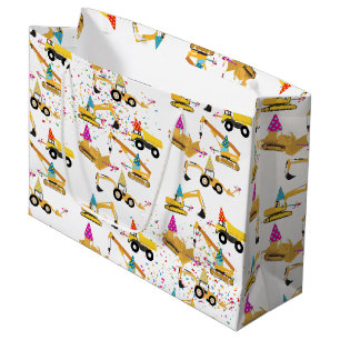 Bolsa De Regalo Grande Patrón Fiesta de camiones de construcción