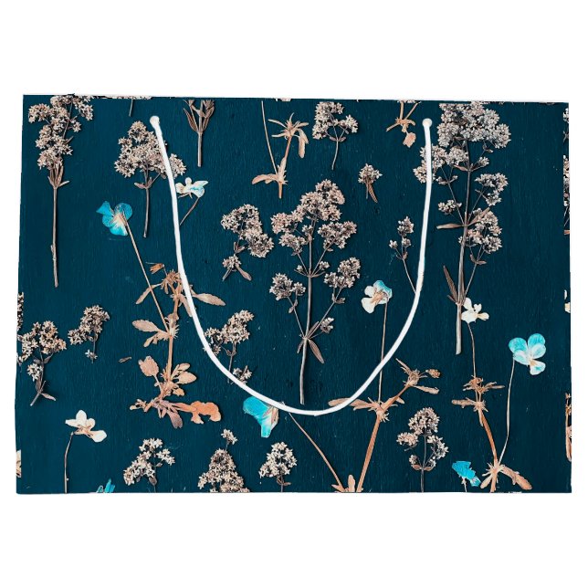 Bolsa De Regalo Grande Patrón Floral (Reverso)