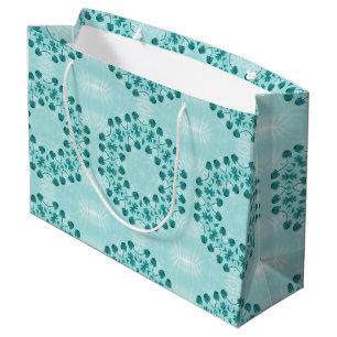 Bolsa De Regalo Grande Patrón floral, azul Verde azulado