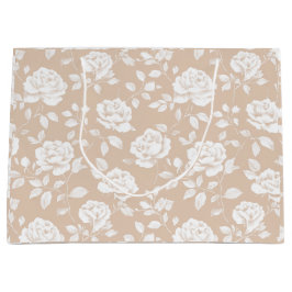 Bolsa De Regalo Grande Patrón floral blanco rosa neutro chic