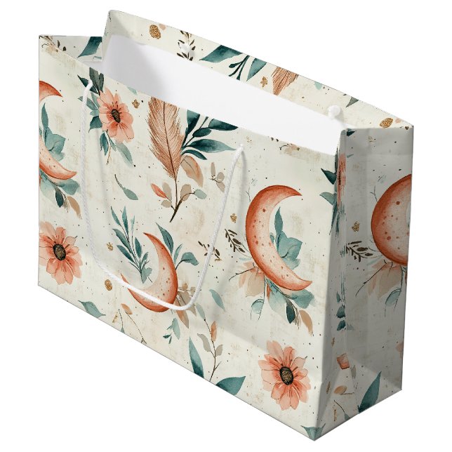 Bolsa De Regalo Grande Patrón floral celestial (2) (Angulo Anverso)
