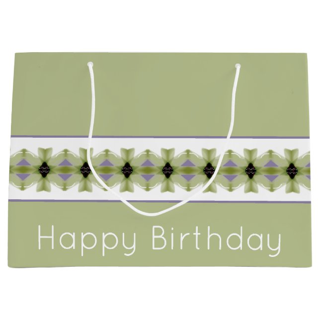 Bolsa De Regalo Grande Patrón floral con verde (Anverso)