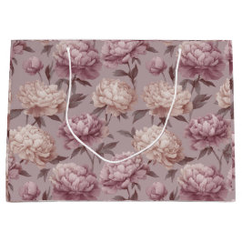 Bolsa De Regalo Grande Patrón floral crema de peonía malva romántica