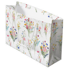 Bolsa De Regalo Grande Patrón floral de acuarela de flores silvestres