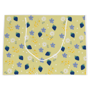 Bolsa De Regalo Grande Patrón floral de flor silvestre y zarzamora