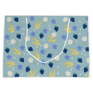Bolsa De Regalo Grande Patrón floral de flores silvestres y zarzamoras