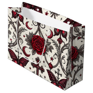 Bolsa De Regalo Grande Patrón floral de mariposa gótica (1)