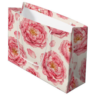 Bolsa De Regalo Grande Patrón floral de peonía rosa