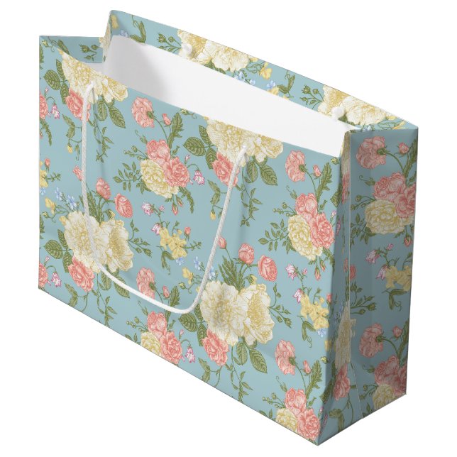 Bolsa De Regalo Grande Patrón floral de Peony Garden (Angulo Anverso)