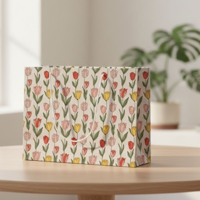 Bolsa De Regalo Grande Patrón floral de tulipán moderno suave botánico de (Subido por el creador)