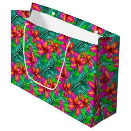 Bolsa De Regalo Grande Patrón floral del paraíso tropical
