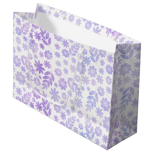 Bolsa De Regalo Grande Patrón floral dibujado a mano de lavanda (Angulo Anverso)