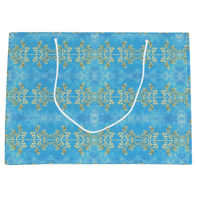 Bolsa De Regalo Grande Patrón floral dorado clásico (Anverso)