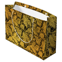 Bolsa De Regalo Grande Patrón floral dorado Flor oriental