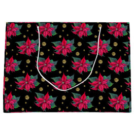 Bolsa De Regalo Grande Patrón floral elegante de Poinsettia