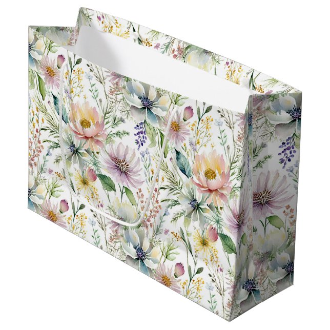 Bolsa De Regalo Grande patrón floral pastel de bonito (Angulo Anverso)