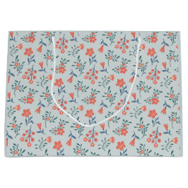 Bolsa De Regalo Grande Patrón Floral Prado de Coral