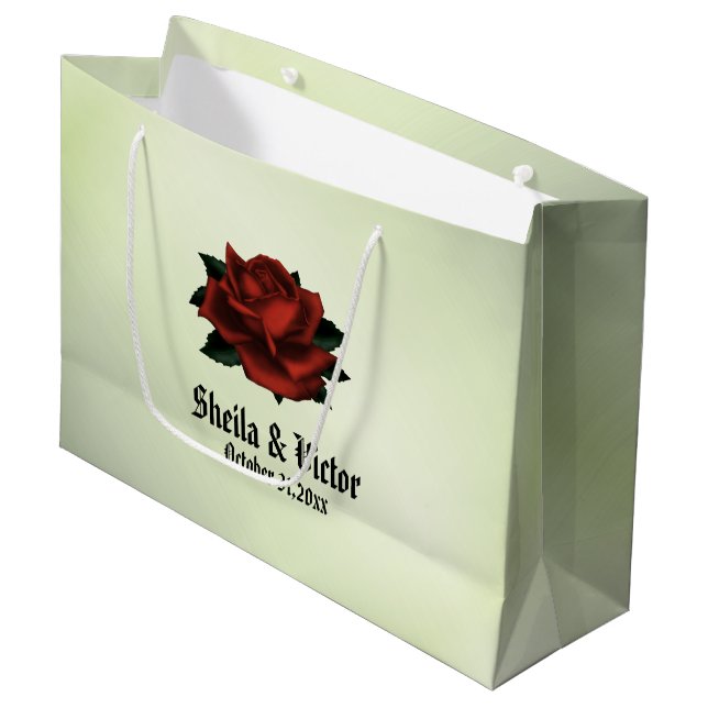 Bolsa De Regalo Grande Patrón floral simple en verde (Angulo Anverso)