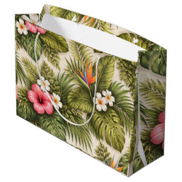 Bolsa De Regalo Grande Patrón floral tropical – Hibisco, Monstera 