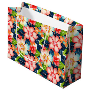 Bolsa De Regalo Grande Patrón floral tropical vibrante