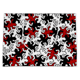 Bolsa De Regalo Grande Patrón Geckos Mosaico - blanco negro rojo
