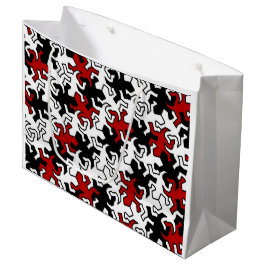 Bolsa De Regalo Grande Patrón Geckos Mosaico - blanco negro rojo