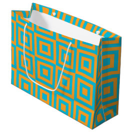 Bolsa De Regalo Grande Patrón geométrico cuadrado retro - Naranja atrevid