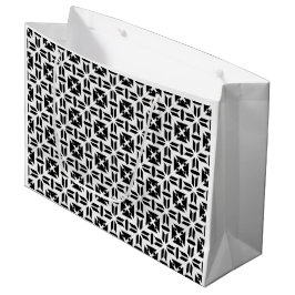 Bolsa De Regalo Grande Patrón geométrico elegante en blanco y negro