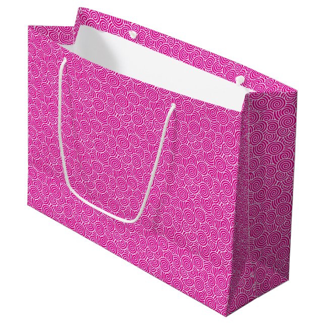 Bolsa De Regalo Grande Patrón giratorio japonés - fucsia rosa y blanco (Angulo Anverso)