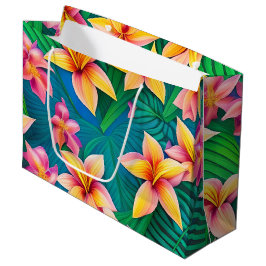 Bolsa De Regalo Grande Patrón hawaiano de flores tropicales
