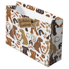 Bolsa De Regalo Grande Patrón ininterrumpido de la silueta de perro Boxer