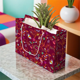 Bolsa De Regalo Grande Patrón Jacobean de frambuesa